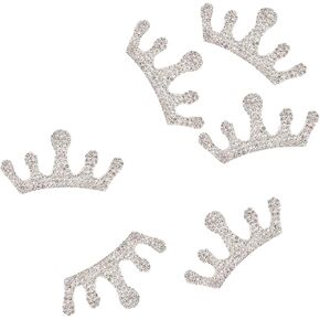 6Pcs Crystal Crown Sticker Queen Princess Applique Patch Glitter Silver Self Adhesive Crown Shaped Rhinestone Stickers for Crafts Window Laptop Backpack Scrapbook Cloth Dress Shoes Accessory