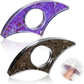 2pcs Book Page Holders, Glitter Resin Thumb Bookmarks Handmade Transparent Book Marks Book Opener Holders Book Reading Accessories Gift for Book Lovers Bookworm Literary Teacher Student