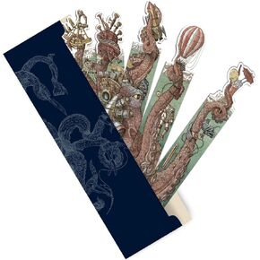 HUNGRY MINDS Hand-Drawn Octopus Bookmarks Set of 5 - Large Paper Book Marks for Reading with Unique Design and Elegant Envelope - Perfect Gift for Readers