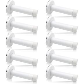 2 Pack 3.5 Inch Stainless Steel Door Stops Bumper Sound Dampening Door Stoppers with Soft Rubber Tip Wall Door Protector, White