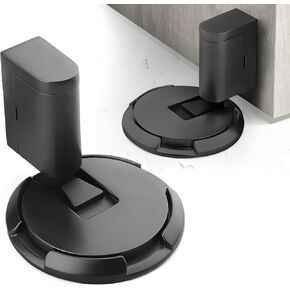 Magnetic Door Stopper, Heavy Duty Windproof Door Stop, Mechanical Silent Floor Door Stop, Adjustable Door Catch Holder, for Door Gaps up to 0.75 Inch in Height, No-Drill & Screws (Matte Black)