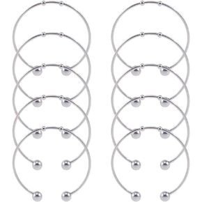 SUNNYCLUE 10Pcs Open Blank Charm Bracelets Ball Cuff Bangle Bracelets Bulk Half Opening Expandable Bangle Silver Open Wire Bangle Bracelet Bead for DIY Crafts Women Bracelet Jewelry Making Supplies