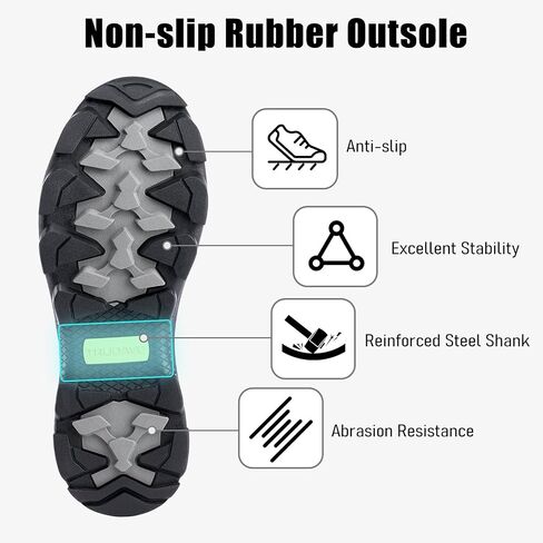 Trudave Rubber Rain Boots for Women, Neoprene Insulated Mud Work Boots, Anti-slip Breathable Mid-calf Womens Waterproof Boots for Garden, Water Fishing, Size 6-11 in Saudi Arabia