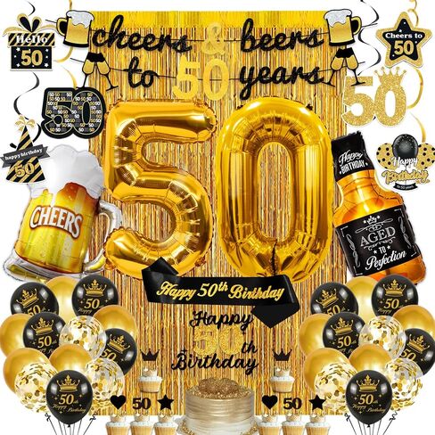 30th Birthday Decorations for Him, 30th Birthday Party Decorations Black and Gold Decorations with Gold 30 Number Balloons,Cheers to 30 Years Banner for Men Happy 30th Birthday Decorations in Saudi Arabia