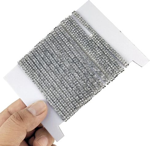 Rhinestone Ribbon,3 Yards Self-Adhesive Rhinestone Ribbon,Rhinestone Tape for Crafts DIY Event Dress Shoes Phone Car Party Decorations,2 Rows, Width 0.2" (2 Rows) in Saudi Arabia