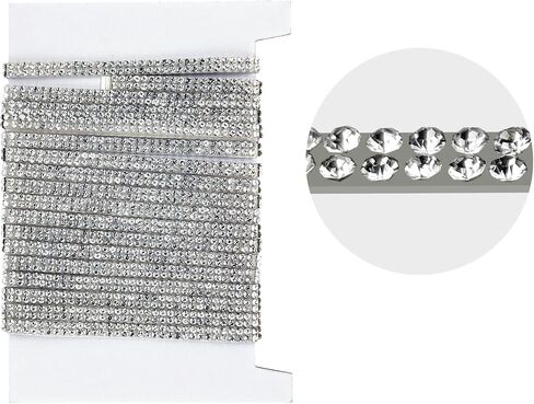 Rhinestone Ribbon,3 Yards Self-Adhesive Rhinestone Ribbon,Rhinestone Tape for Crafts DIY Event Dress Shoes Phone Car Party Decorations,2 Rows, Width 0.2" (2 Rows) in Saudi Arabia