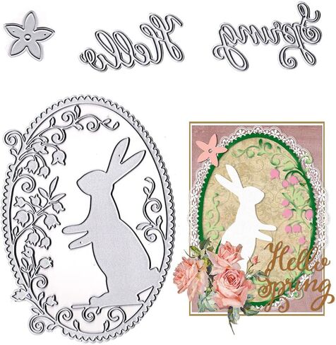 ALIBBON 2Pcs Easter Rabbit Egg Frame Die Cuts for Card Making, Easter Cutting Dies Metal Template Molds, Easter Dies for Crafting DIY Photo Album Embossing Scrapbooking Supplies in Kuwait