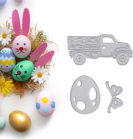 ALIBBON 2Pcs Easter Rabbit Egg Frame Die Cuts for Card Making, Easter Cutting Dies Metal Template Molds, Easter Dies for Crafting DIY Photo Album Embossing Scrapbooking Supplies in Kuwait