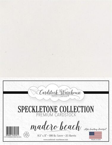 Cardstock Warehouse Speckletone Madero Beach Sand Card Paper - 25 ورقة ، 8.5 "× 11" ، 100 رطل/270 GSM - 100 ٪ من البطاقات غير اللامعة المعاد تدويرها لصناعة البطاقات ، والطباعة ، ومشاريع Craft DIY in Kuwait