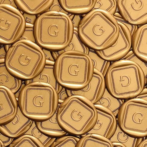 UNIQOOO Initial Alphabet Wax Seal Stickers Letter G - Classic Monogram Wedding Invitation Envelope Seal Stickers, 50 Pcs Self-Adhesive Antique Gold Stickers for Party, Christmas, Gift Wrapping in Saudi Arabia