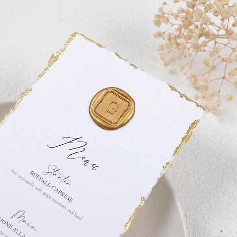 UNIQOOO Initial Alphabet Wax Seal Stickers Letter G - Classic Monogram Wedding Invitation Envelope Seal Stickers, 50 Pcs Self-Adhesive Antique Gold Stickers for Party, Christmas, Gift Wrapping in Saudi Arabia