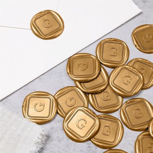 UNIQOOO Initial Alphabet Wax Seal Stickers Letter G - Classic Monogram Wedding Invitation Envelope Seal Stickers, 50 Pcs Self-Adhesive Antique Gold Stickers for Party, Christmas, Gift Wrapping in Saudi Arabia