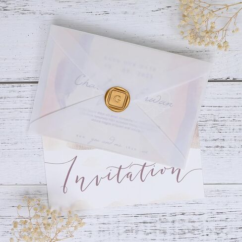 UNIQOOO Initial Alphabet Wax Seal Stickers Letter G - Classic Monogram Wedding Invitation Envelope Seal Stickers, 50 Pcs Self-Adhesive Antique Gold Stickers for Party, Christmas, Gift Wrapping in Saudi Arabia