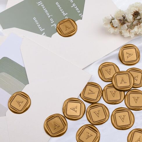 UNIQOOO Initial Alphabet Wax Seal Stickers Letter G - Classic Monogram Wedding Invitation Envelope Seal Stickers, 50 Pcs Self-Adhesive Antique Gold Stickers for Party, Christmas, Gift Wrapping in Saudi Arabia