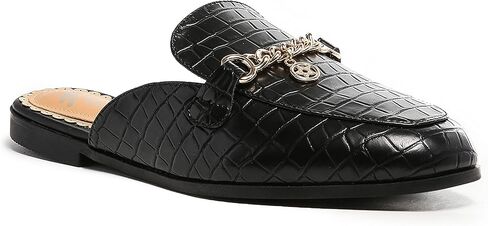 حذاء مفتوح للنساء بمقدمة مستديرة بدون ظهر حذاء مسطح مريح سهل الارتداء مزود بإبزيم معدني in Kuwait