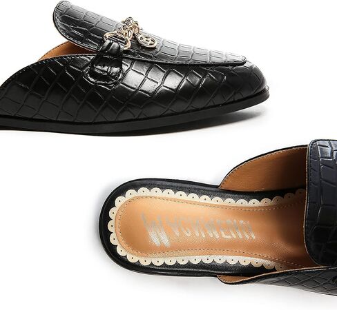 حذاء مفتوح للنساء بمقدمة مستديرة بدون ظهر حذاء مسطح مريح سهل الارتداء مزود بإبزيم معدني in Kuwait