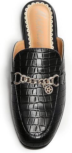 حذاء مفتوح للنساء بمقدمة مستديرة بدون ظهر حذاء مسطح مريح سهل الارتداء مزود بإبزيم معدني in Kuwait