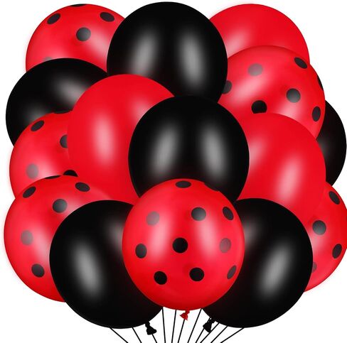 100 Pieces Polka Dots Latex Balloons Ladybug Strawberry Balloons for Party Decor Birthday Wedding Supplies(12 Inch, 10 Inch,Mixed Style) in Saudi Arabia
