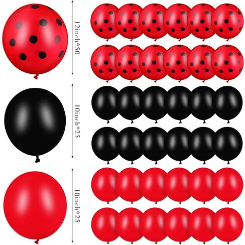 100 Pieces Polka Dots Latex Balloons Ladybug Strawberry Balloons for Party Decor Birthday Wedding Supplies(12 Inch, 10 Inch,Mixed Style) in Saudi Arabia