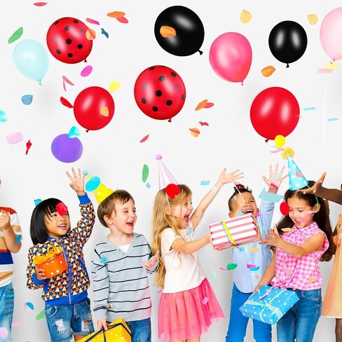 100 Pieces Polka Dots Latex Balloons Ladybug Strawberry Balloons for Party Decor Birthday Wedding Supplies(12 Inch, 10 Inch,Mixed Style) in Saudi Arabia