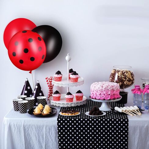 100 Pieces Polka Dots Latex Balloons Ladybug Strawberry Balloons for Party Decor Birthday Wedding Supplies(12 Inch, 10 Inch,Mixed Style) in Saudi Arabia