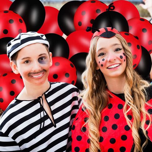 100 Pieces Polka Dots Latex Balloons Ladybug Strawberry Balloons for Party Decor Birthday Wedding Supplies(12 Inch, 10 Inch,Mixed Style) in Saudi Arabia