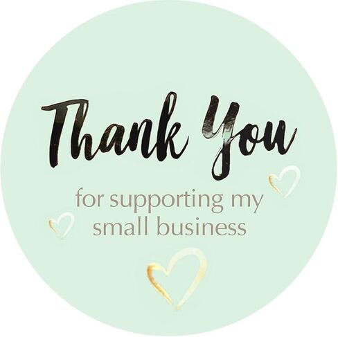 easykart labels 400 Thank You for Supporting My Small Business Sticker Labels | Pastel Peach Color with Gold Foil Hearts | 1.5" Round in Roll | Highly Recommended for Small Business Owners in Saudi Arabia