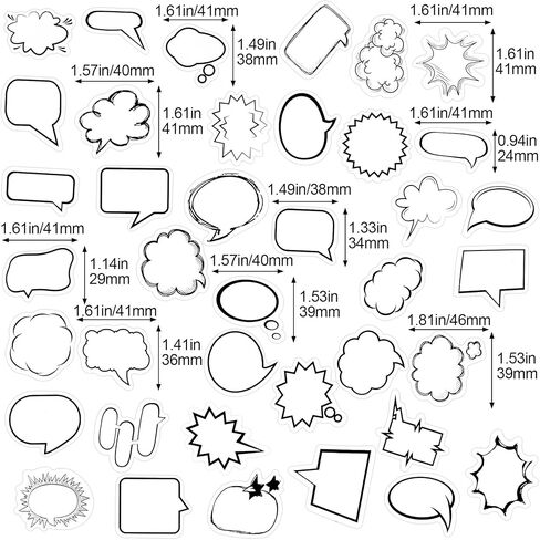 OIIKI 90 PCS Dialog Box Paper Stickers, Cute Label Stickers, Assorted Shape Paper Stickers, Adhesive Labels for Scrapbooking, Planners, Calendar -2 Boxes, 45PCS/Each Box -White,Black in Saudi Arabia