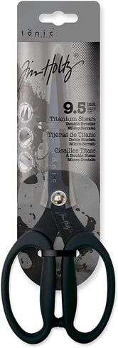 Tim Holtz Scissors All Purpose - 9.5 Inch Titanium Snips with Micro Serrated Blade Edge - Non Stick Craft Tool for Cutting Paper, Fabric, and Sewing - Comfort Grip Handles in Saudi Arabia