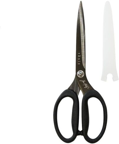 Tim Holtz Scissors All Purpose - 9.5 Inch Titanium Snips with Micro Serrated Blade Edge - Non Stick Craft Tool for Cutting Paper, Fabric, and Sewing - Comfort Grip Handles in Saudi Arabia