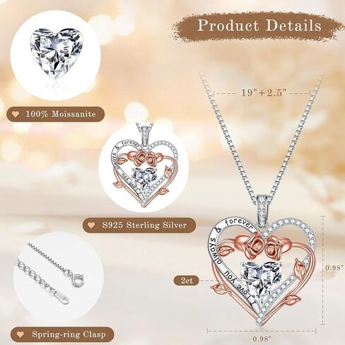 موسيا عيد الحب هدايا لها - S925 Sterling Silver Moissanite Necklace 1-3 Ct D Color VVS1 وضوح ، هدايا للزوجة الذكرى الوهمية عيد ميلاد هدايا للزوجة النساء in Saudi Arabia