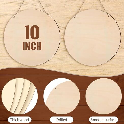 Suzile 20 Pcs Wood Rounds for Crafts 8 Inch Unfinished Wood Crafts Wooden Signs Wood Blanks Wood Circles for Crafts Blank Round Wooden Discs for DIY Christmas Home Decor Painting Door Hanger Design in Kuwait