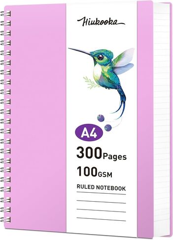 HIUKOOKA Spiral Notebook A4 - College Ruled Notebooks for work, 300 Pages Notebook Journal 8.5 x 11 inches, PVC Cover notebook 100gsm Thick Paper,Journals For Women Writing, Note Taking(Purple) in Saudi Arabia