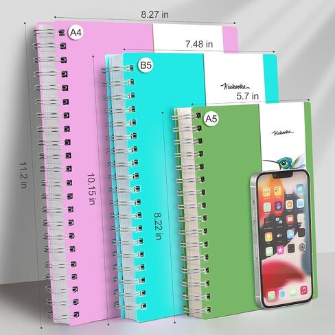 HIUKOOKA Spiral Notebook A4 - College Ruled Notebooks for work, 300 Pages Notebook Journal 8.5 x 11 inches, PVC Cover notebook 100gsm Thick Paper,Journals For Women Writing, Note Taking(Purple) in Saudi Arabia