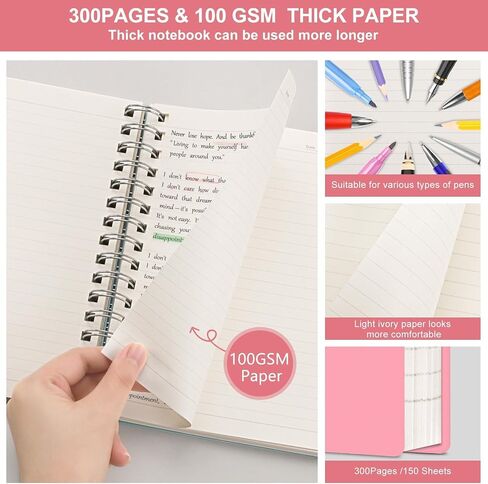 HIUKOOKA Spiral Notebook A4 - College Ruled Notebooks for work, 300 Pages Notebook Journal 8.5 x 11 inches, PVC Cover notebook 100gsm Thick Paper,Journals For Women Writing, Note Taking(Purple) in Saudi Arabia