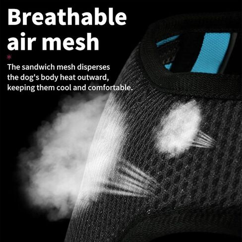 Dog Harness,Adjustable Soft Padded Dog Vest with 2 Leash Clips,No-Pull Pet Harness with 2 Snap Buckles,Reflective No-Choke Pet Oxford Vest for Small Medium Large Dogs (Blue, M) in Saudi Arabia