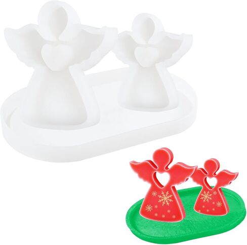 3 أجهزة كمبيوتر راتنج القوالب الملاك السيليكون قوالب لعمليات شمعة راتنج الايبوكسي مع قالب صينية بيضاوية لتوصيلات زخرفة عيد الميلاد DIY in Kuwait