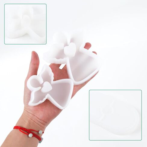 3 أجهزة كمبيوتر راتنج القوالب الملاك السيليكون قوالب لعمليات شمعة راتنج الايبوكسي مع قالب صينية بيضاوية لتوصيلات زخرفة عيد الميلاد DIY in Kuwait