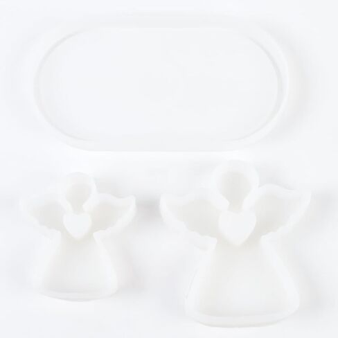 3 أجهزة كمبيوتر راتنج القوالب الملاك السيليكون قوالب لعمليات شمعة راتنج الايبوكسي مع قالب صينية بيضاوية لتوصيلات زخرفة عيد الميلاد DIY in Kuwait