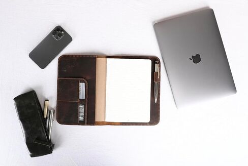 TheAntiq Green A5 Leather Journal Cover - Refillable & Stylish Notebook Protector 6x9 inches with Pocket, Card Slots, Pen Holder for Men & Women - Handmade Leather Diary Cover for Travelers & Writers in Saudi Arabia