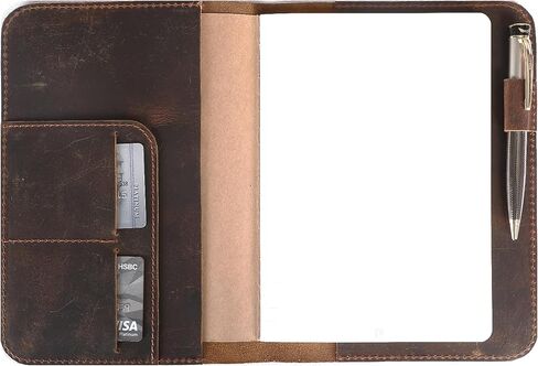 TheAntiq Green A5 Leather Journal Cover - Refillable & Stylish Notebook Protector 6x9 inches with Pocket, Card Slots, Pen Holder for Men & Women - Handmade Leather Diary Cover for Travelers & Writers in Saudi Arabia