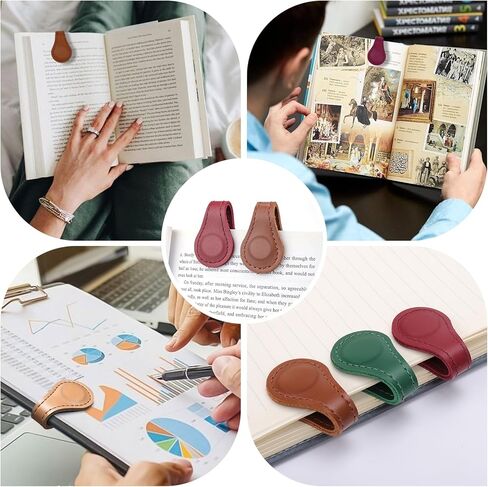 4PCS Magnetic Bookmarks, Leather Magnetic Bookmarks for Women, Double-Sided Magnetic Book Mark Clip Gift for Book Lover Readers Men Women Teachers Students, Book Accessories in Kuwait