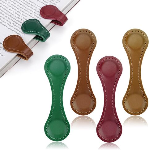 4PCS Magnetic Bookmarks, Leather Magnetic Bookmarks for Women, Double-Sided Magnetic Book Mark Clip Gift for Book Lover Readers Men Women Teachers Students, Book Accessories in Kuwait