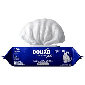 DOUXO® Skin & Coat SPA - Ultra-Safe Multipurpose Wipes for Dogs and Cats, 100 Wipes, Gently Removes Tear and Saliva Stains, Leaves the Coat and Skin Refreshed and Smelling Great, Skin-Friendly Formula