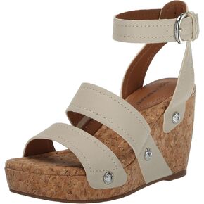 Lucky Brand Women's VALINTINA Wedge Sandal, Black, 8