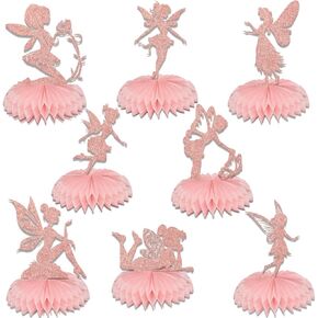 8 Pcs Fairy Honeycomb Centerpieces Fairy Centerpieces for Tables Fairy Birthday Baby Shower Party Decorations Fairy Themed Party Decor Supplies