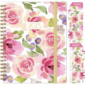 2025 Planner - Weekly and Monthly Planner, Jan to Dec 2025, Calendar Planner Book 2025 with Tabs & Inner Pocket, Office Home School Supplies for Women - Foral Design,A5 (6.3" x 8.5"), Spiral Bound