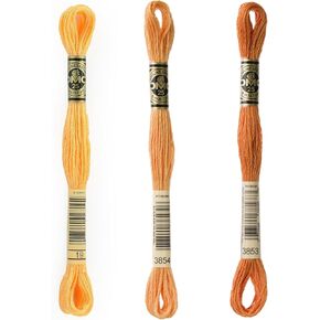 DMC 6-Strand Embroidery Cotton Bundle - Autumn Gold Color Family - 3 Skeins of Thread - 8.7yd Skeins