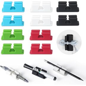 Pen Holder Silicone, 10Pcs Adhesive Pen Holder for Desk, Multifunction Pencil Holder Clips for Clipboard, Pencil Holder & Marker Holder for Classroom Office Desk Accessories,Teacher Supplies
