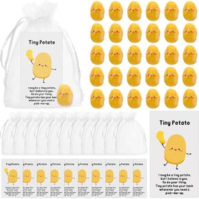 Huwena 30 Set Inspirational Potato Bulk Resin Cute Realistic Potato with Funny Card Organza Bag Positive Gift Emotional for Employee Coworker Staff Teacher Gift
